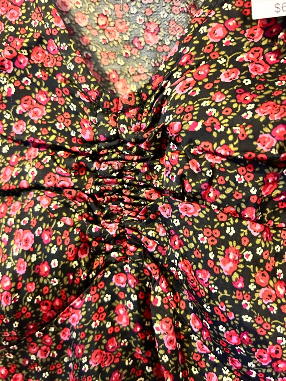 GAP Black Mini Dress with Red and Pink Floral - Picture 5 of 9